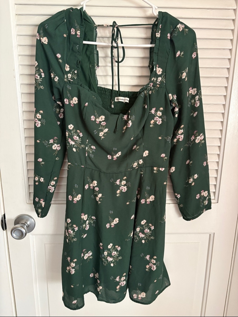 Abercrombie Dark Green Floral Long Sleeve Mini Dress